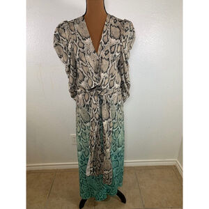 PRICE DROP! Women's AFRM Dress Size Large Beige and Green Snakeskin Print